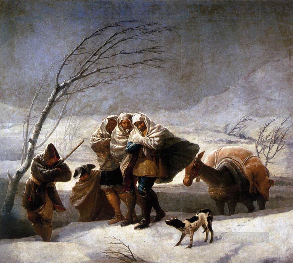 吹雪のロマンチックな現代フランシスコ・ゴヤ油絵